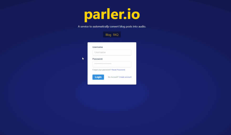 parler.io authentication with Amplify